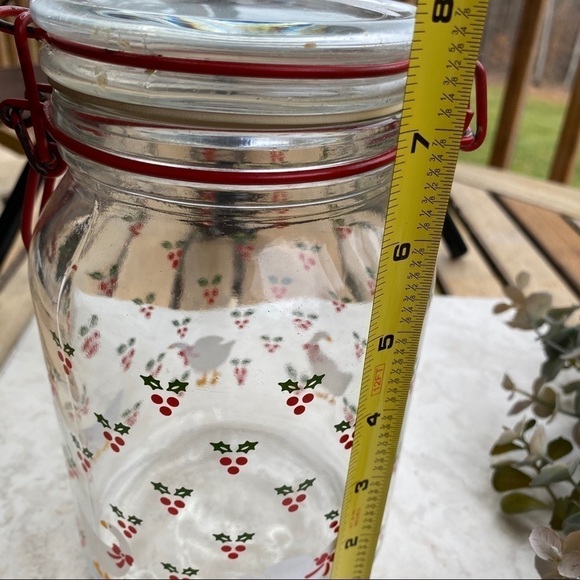 Vintage Christmas holly duck glass canister w lid - Picture 8 of 11